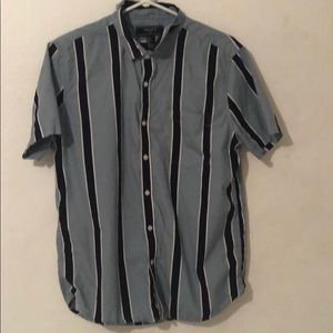 Large Forever 21 blue striped button-up tee